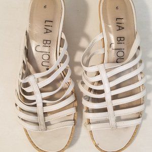 Lia Bijou Open Toe Style Square Heel Shoes Ivory